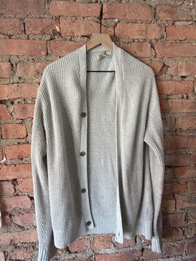 Men’s Cream Button-Front Waffle Knit Cardigan